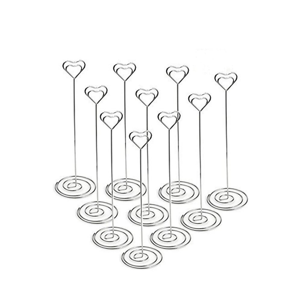 Metal Photo  Place Card Holders Heart Lot of 7 8.6" tall